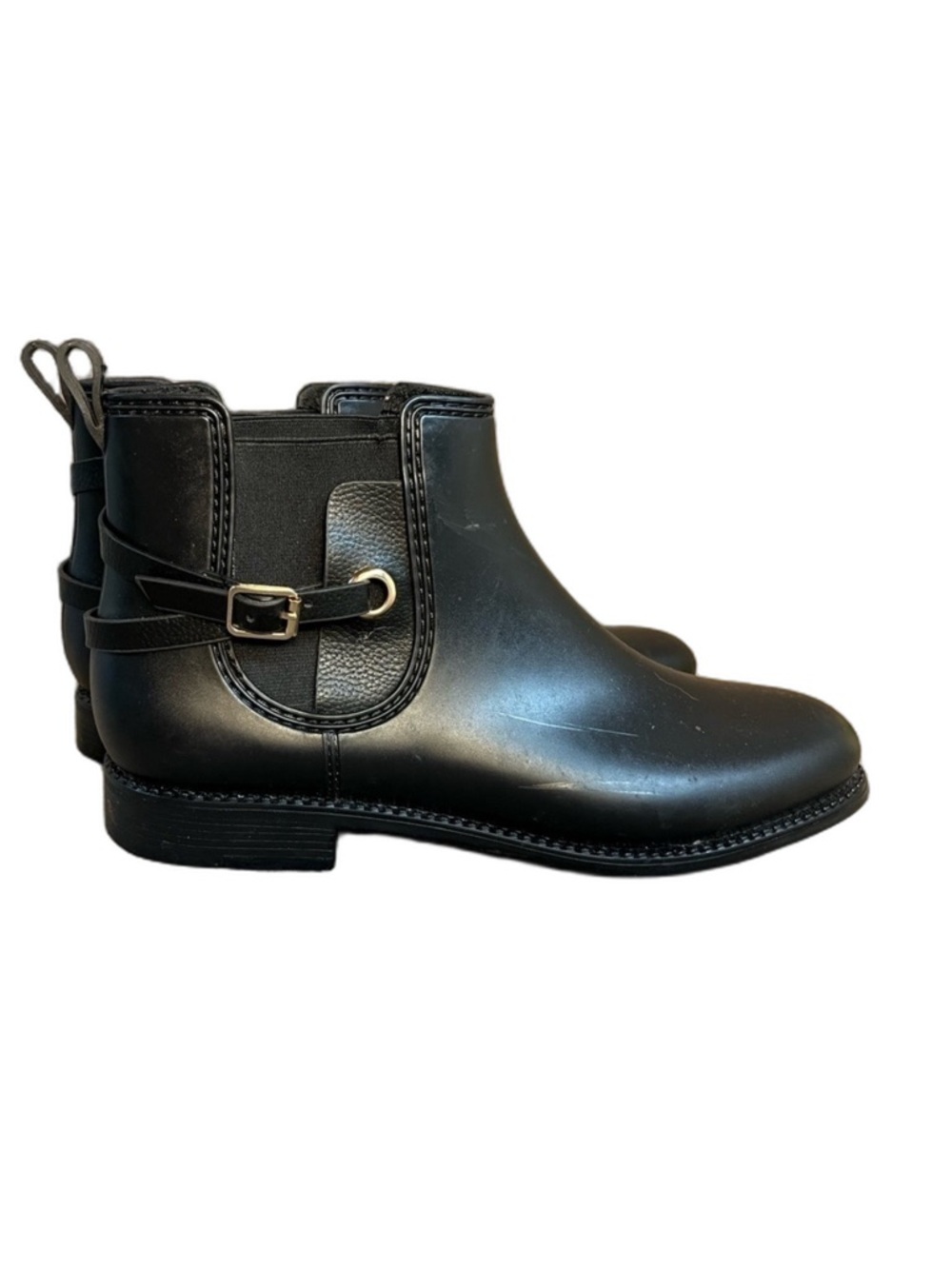 Henry Ferrera Black Chelsea Ankle Boots with Buckle Strap sz 10